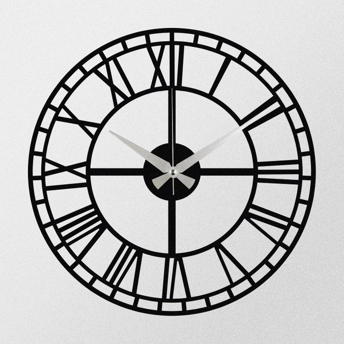 Wallity Enzoclock - S002 Reloj de Pared Decorativo de Metal Negro